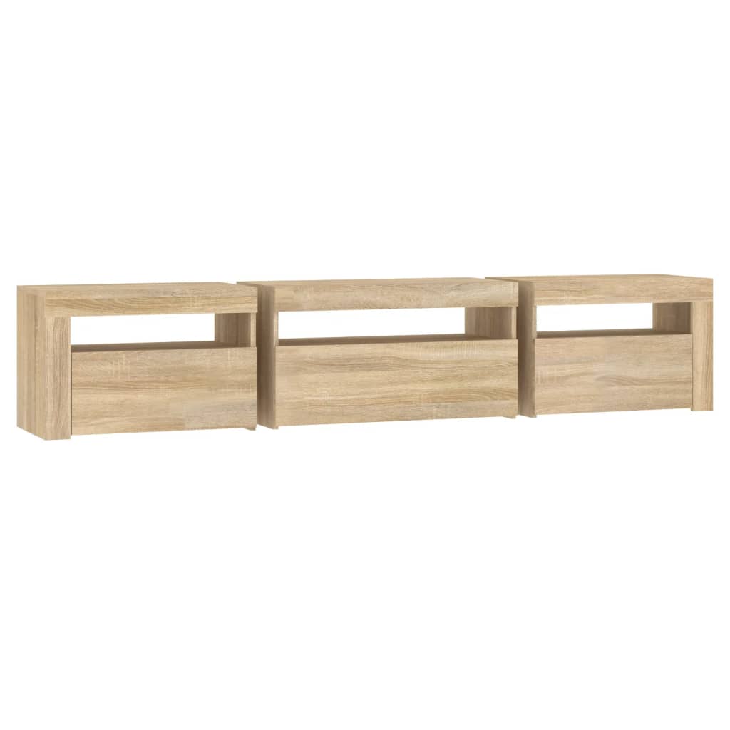 Tv-Meubel Met Led-Verlichting Kleurig 195 x 35 x 40 cm Sonoma eiken