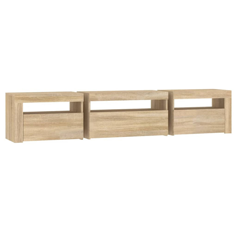 Tv-Meubel Met Led-Verlichting Kleurig 195 x 35 x 40 cm Sonoma eiken