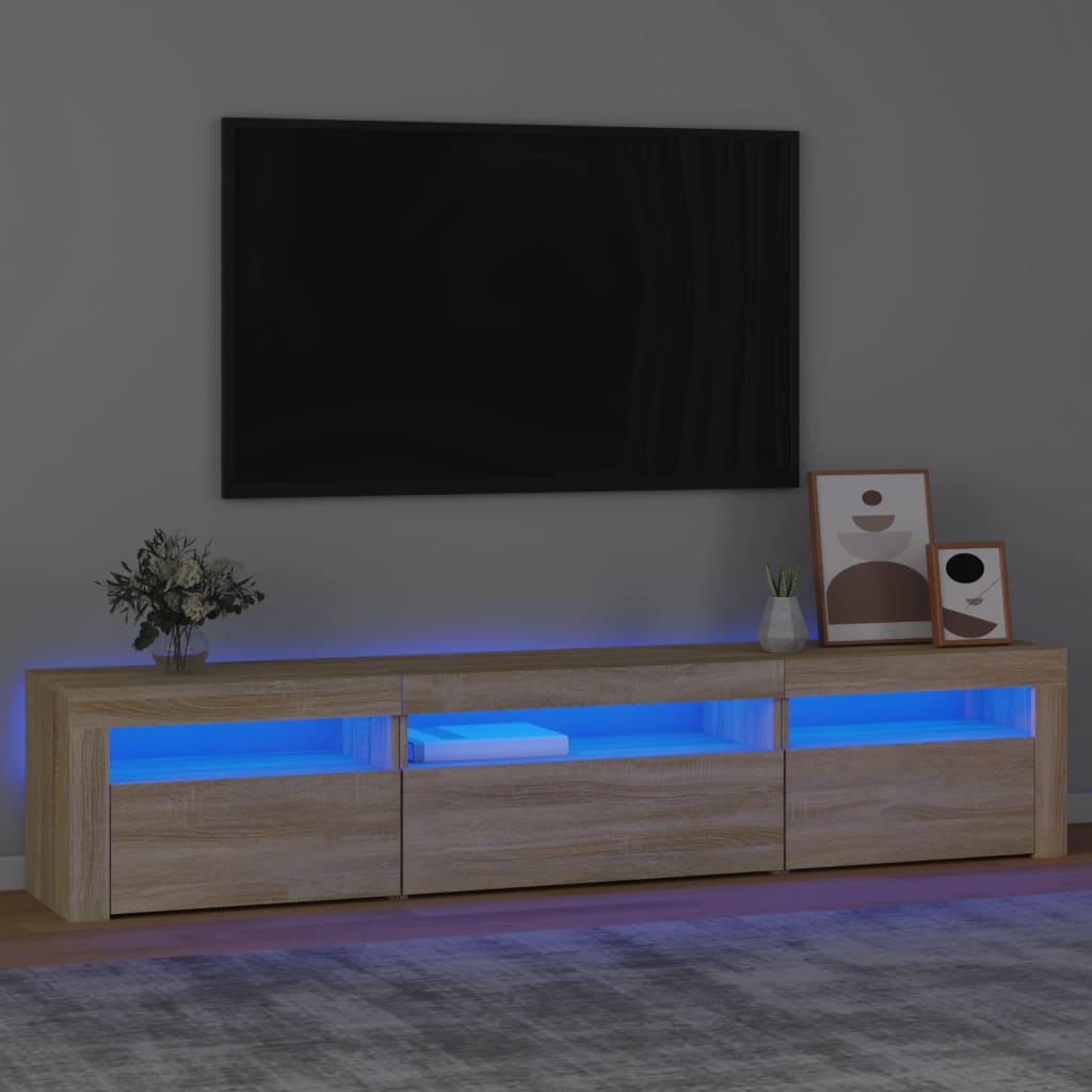Tv-Meubel Met Led-Verlichting Kleurig 195 x 35 x 40 cm Sonoma eiken