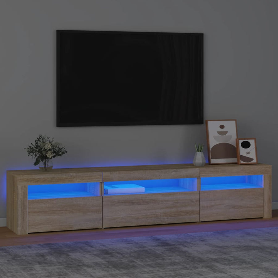 Tv-Meubel Met Led-Verlichting Kleurig 195 x 35 x 40 cm Sonoma eiken