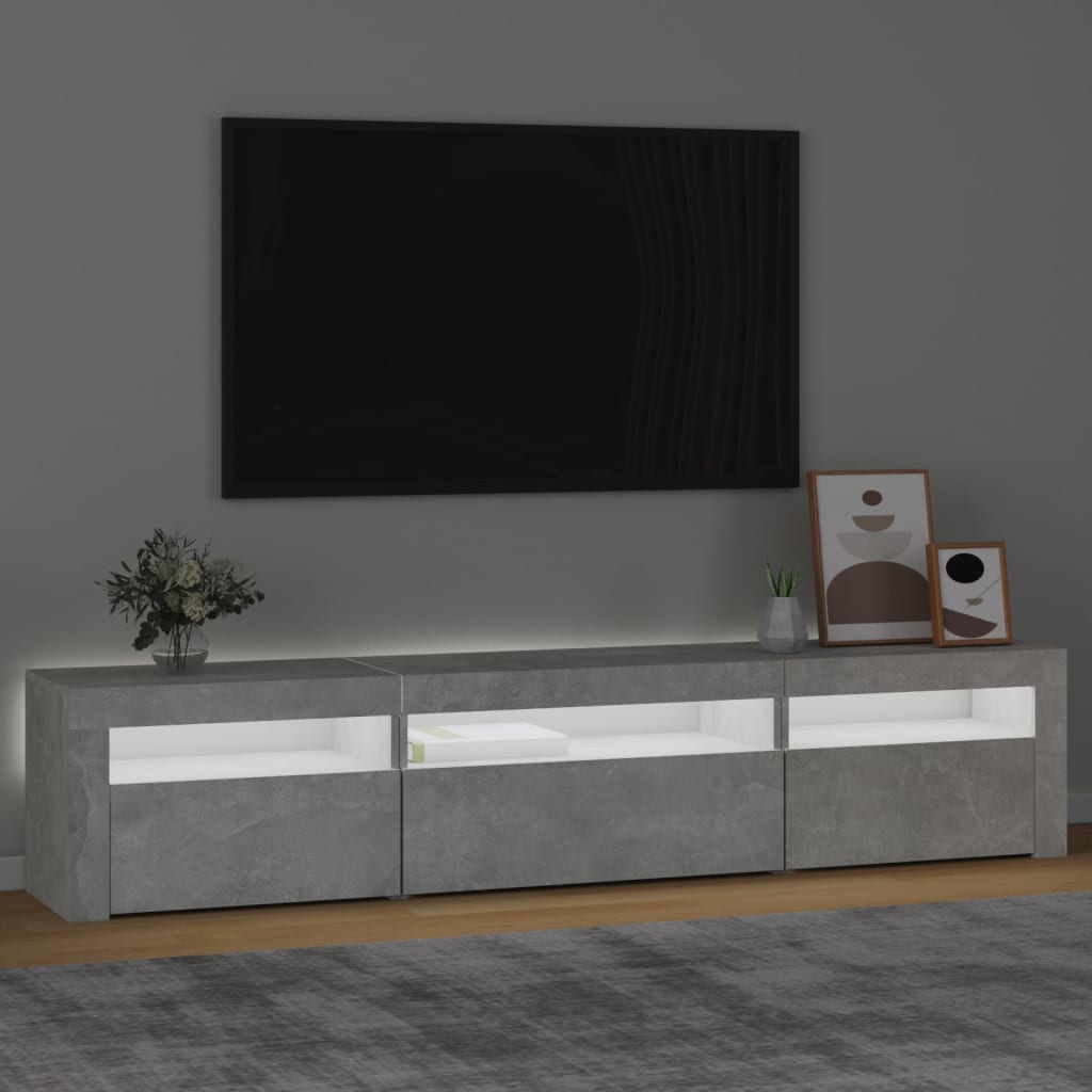 Tv-Meubel Met Led-Verlichting 195 x 35 x 40 cm Betongrijs