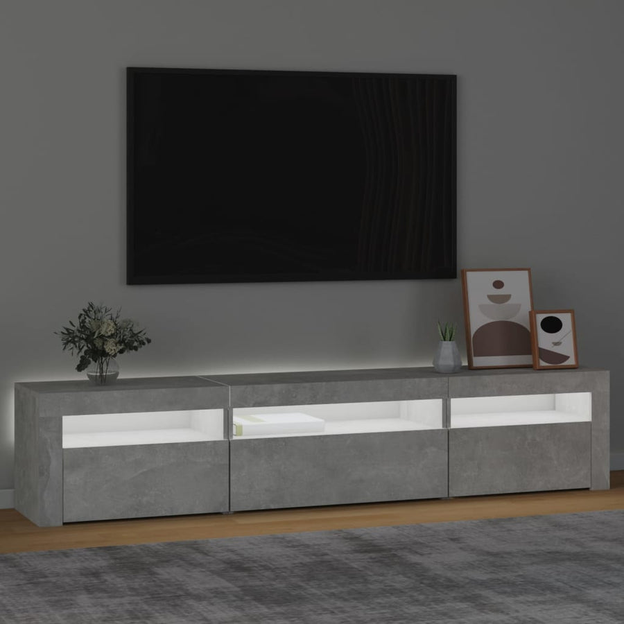 Tv-Meubel Met Led-Verlichting 195 x 35 x 40 cm Betongrijs