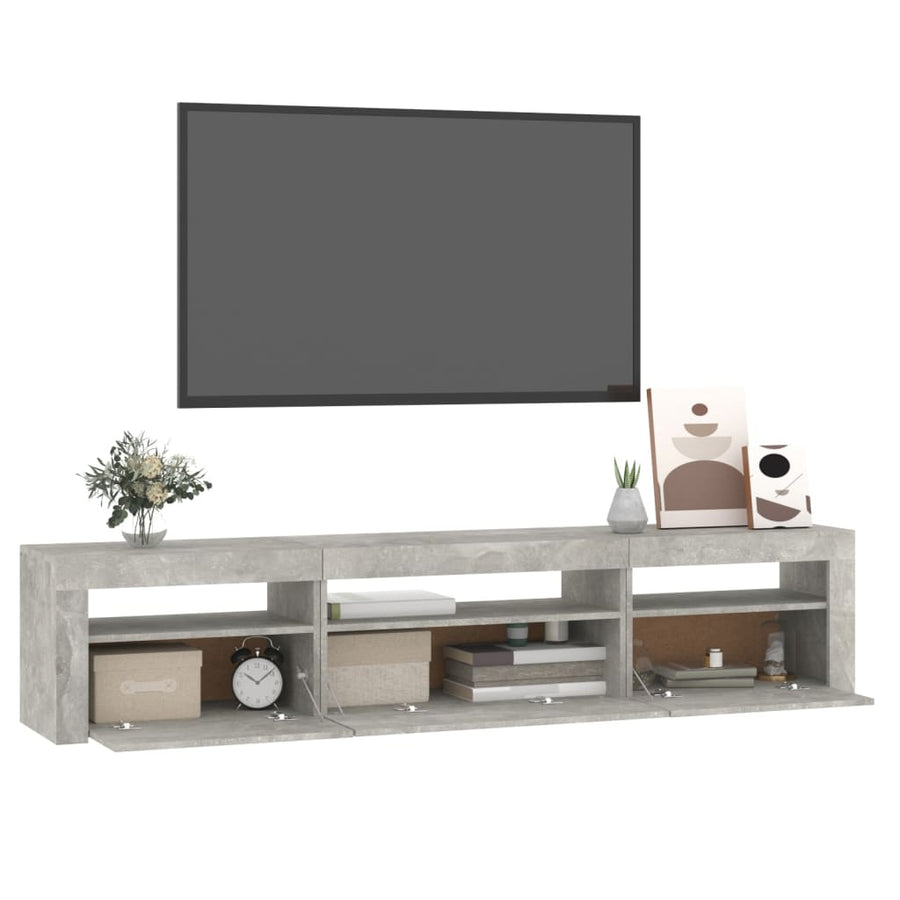 Tv-Meubel Met Led-Verlichting 195 x 35 x 40 cm Betongrijs