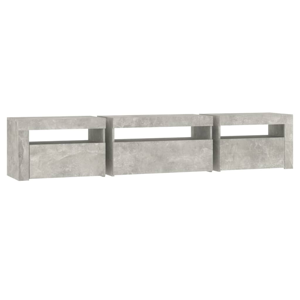 Tv-Meubel Met Led-Verlichting 195 x 35 x 40 cm Betongrijs