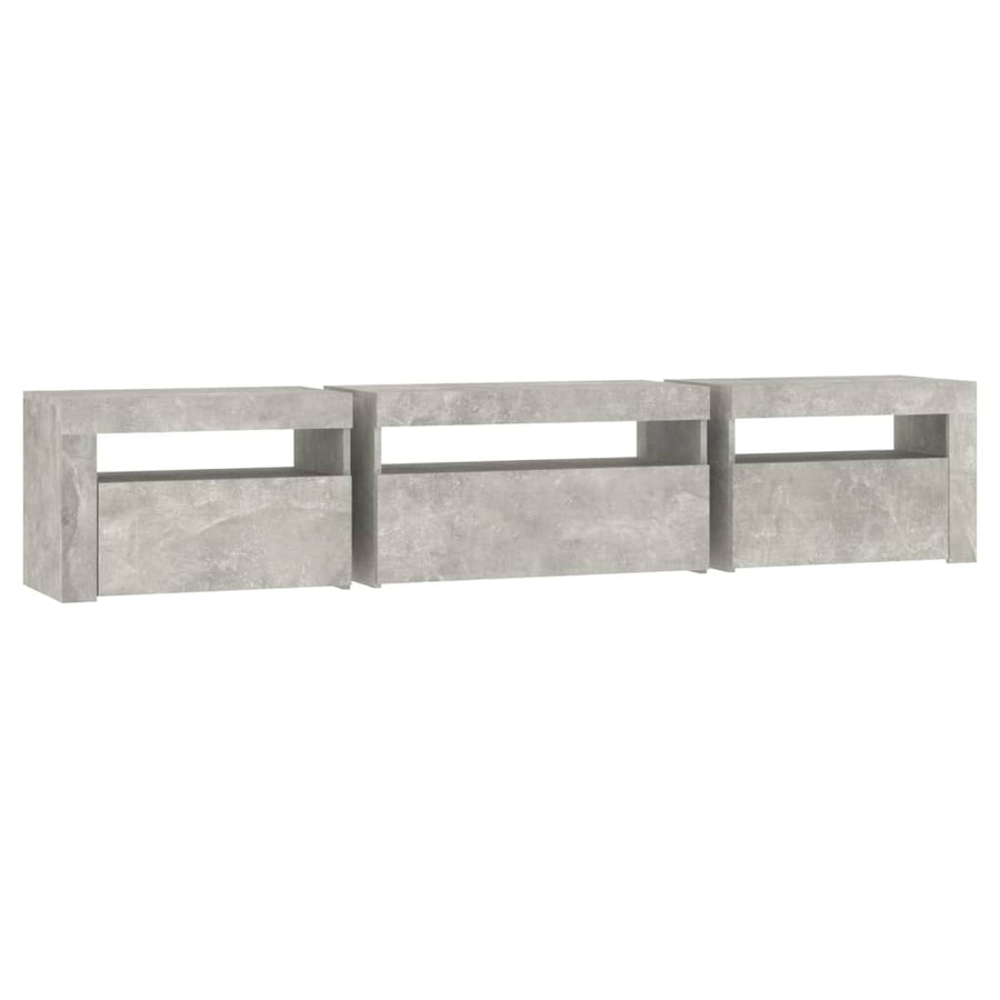 Tv-Meubel Met Led-Verlichting 195 x 35 x 40 cm Betongrijs