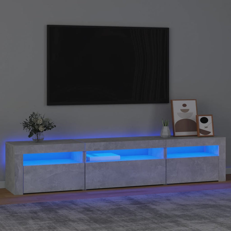 Tv-Meubel Met Led-Verlichting 195 x 35 x 40 cm Betongrijs