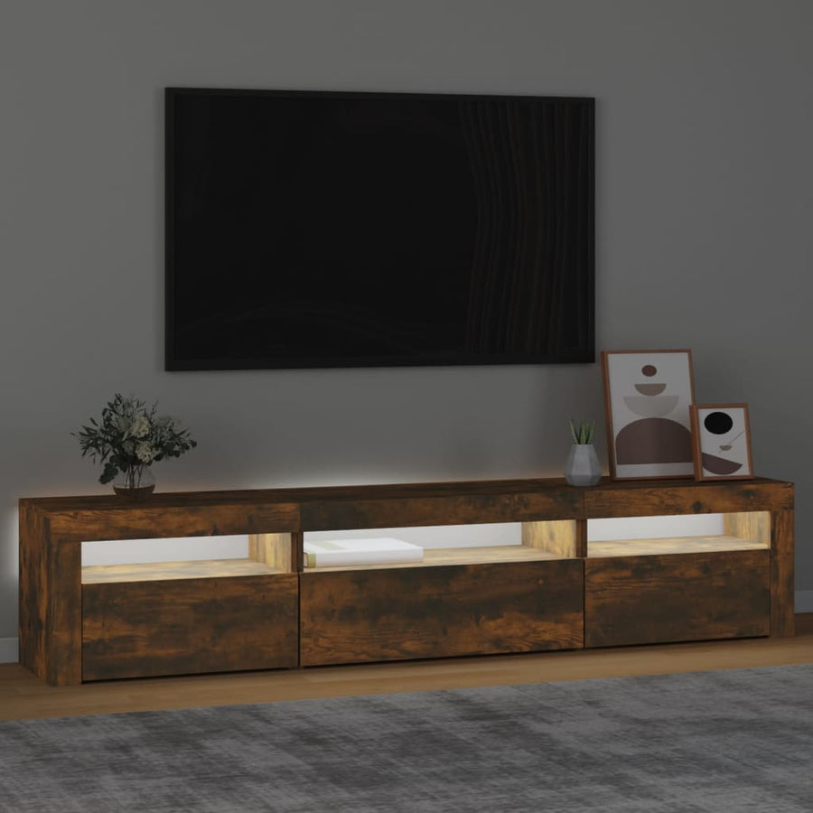 Tv-Meubel Met Led-Verlichting 195X35X40 Cm Gerookt Eikenkleurig 195 x 35 x 40 cm