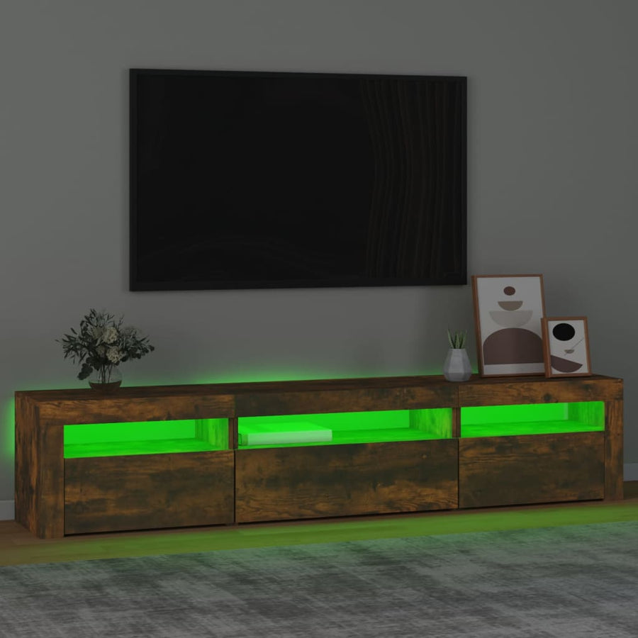 Tv-Meubel Met Led-Verlichting 195X35X40 Cm Gerookt Eikenkleurig 195 x 35 x 40 cm