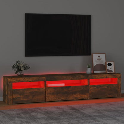 Tv-Meubel Met Led-Verlichting 195X35X40 Cm Gerookt Eikenkleurig 195 x 35 x 40 cm