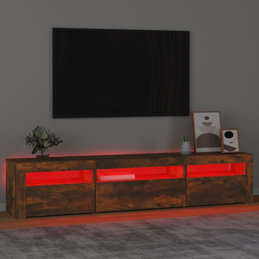 Tv-Meubel Met Led-Verlichting 195X35X40 Cm Gerookt Eikenkleurig 195 x 35 x 40 cm