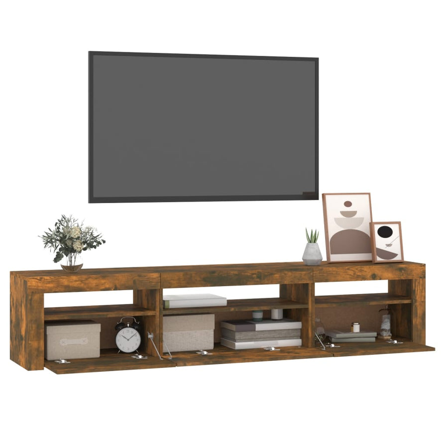 Tv-Meubel Met Led-Verlichting 195X35X40 Cm Gerookt Eikenkleurig 195 x 35 x 40 cm