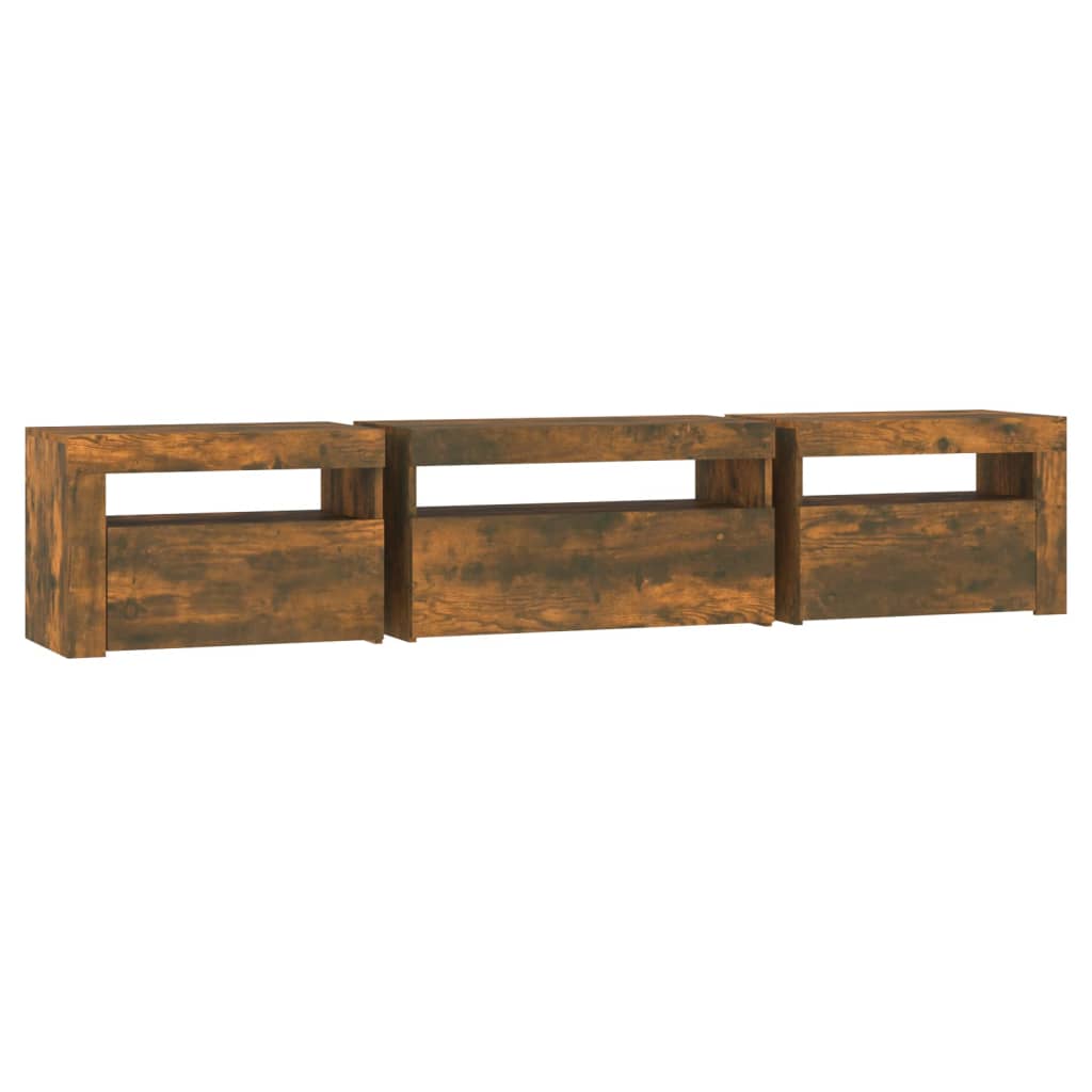Tv-Meubel Met Led-Verlichting 195X35X40 Cm Gerookt Eikenkleurig 195 x 35 x 40 cm
