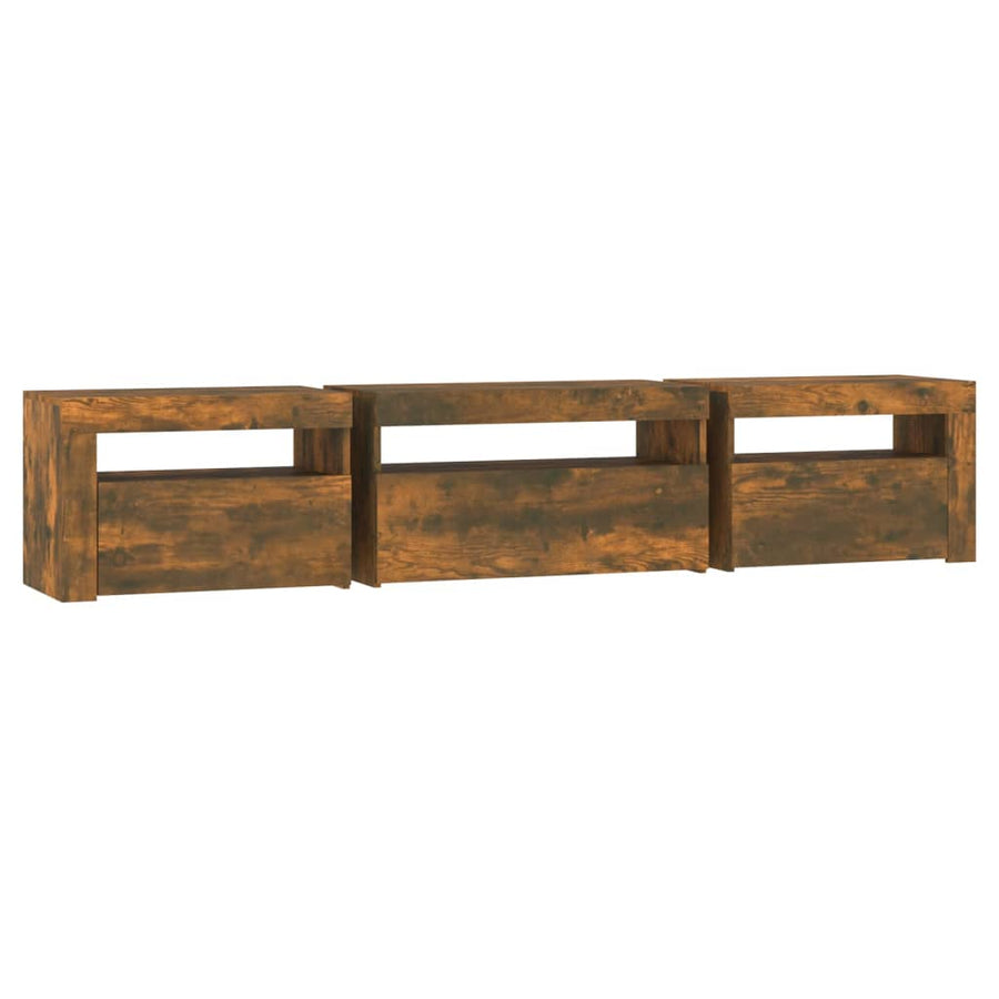 Tv-Meubel Met Led-Verlichting 195X35X40 Cm Gerookt Eikenkleurig 195 x 35 x 40 cm