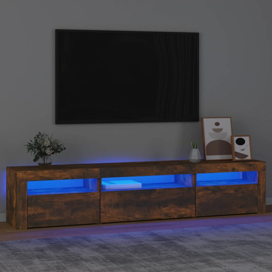Tv-Meubel Met Led-Verlichting 195X35X40 Cm Gerookt Eikenkleurig 195 x 35 x 40 cm