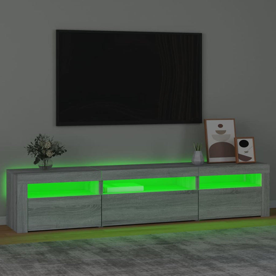 Tv-Meubel Met Led-Verlichting Eiken 195 x 35 x 40 cm Grijs sonoma
