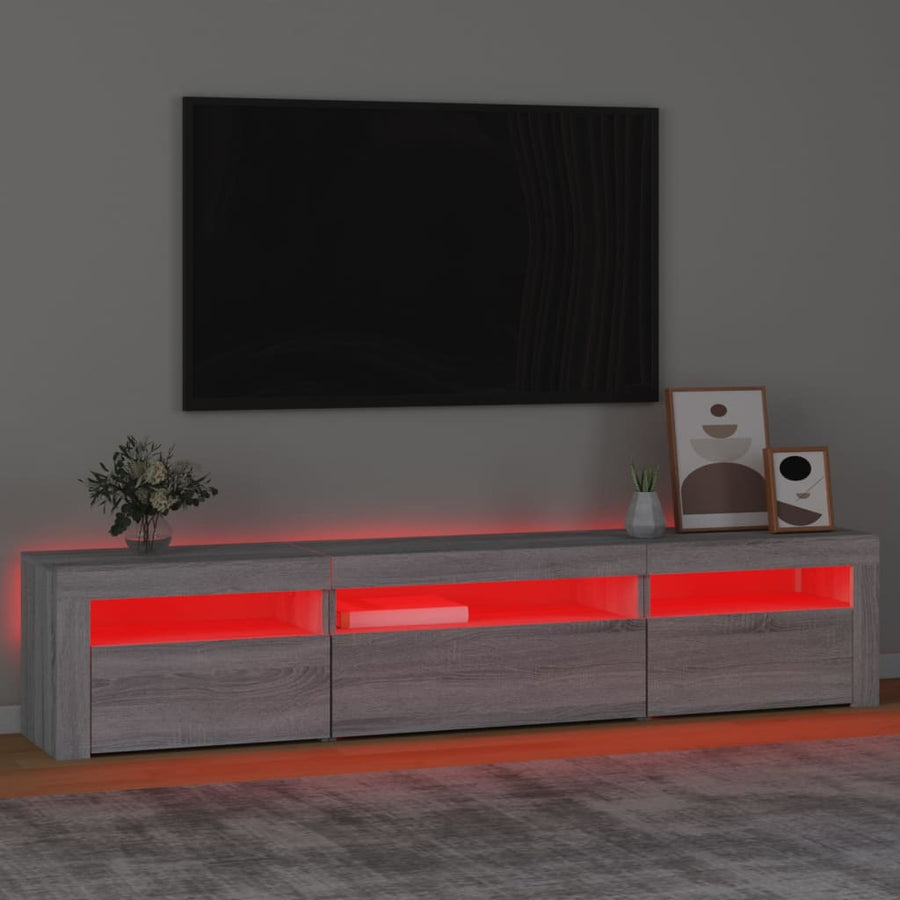 Tv-Meubel Met Led-Verlichting Eiken 195 x 35 x 40 cm Grijs sonoma