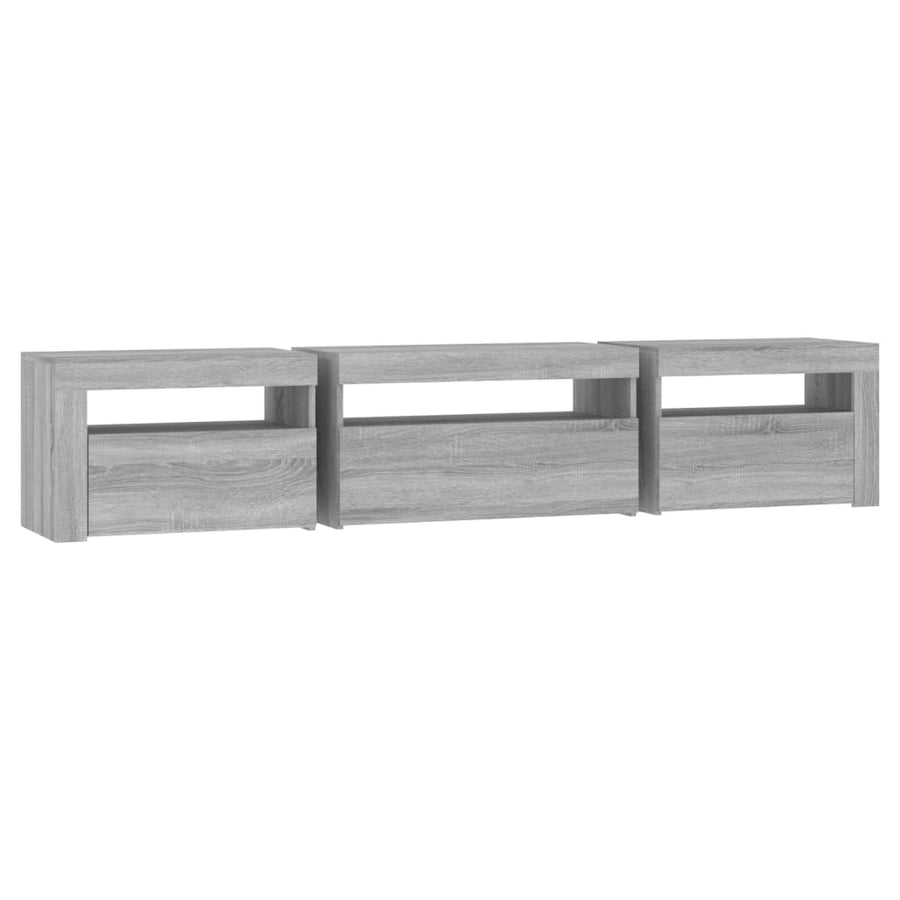 Tv-Meubel Met Led-Verlichting Eiken 195 x 35 x 40 cm Grijs sonoma