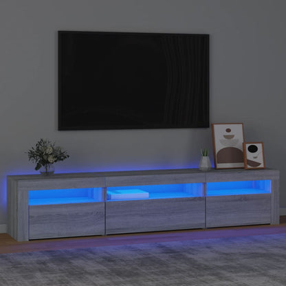 Tv-Meubel Met Led-Verlichting Eiken 195 x 35 x 40 cm Grijs sonoma