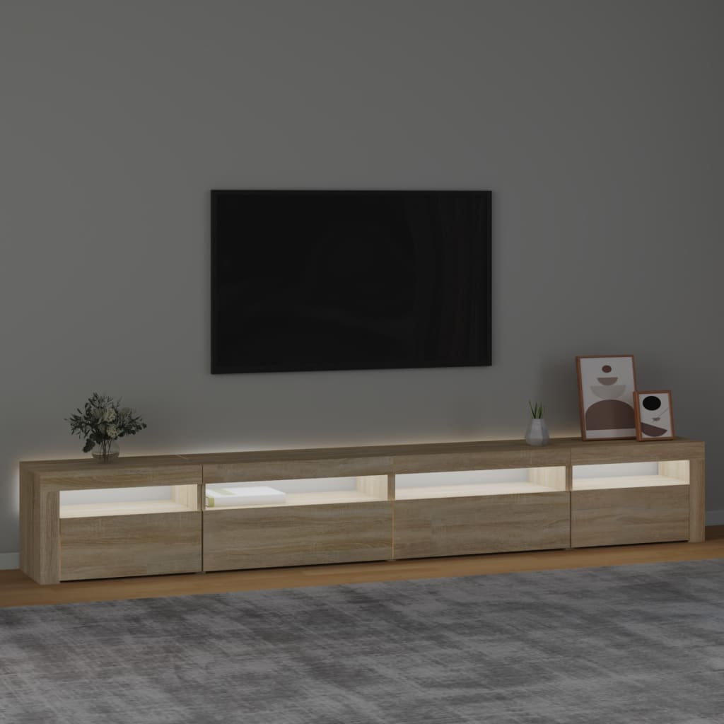 Tv-Meubel Met Led-Verlichting Kleurig Sonoma eiken
