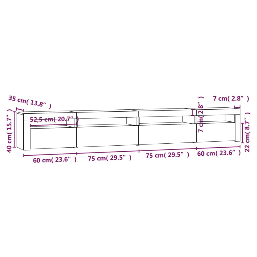 Tv-Meubel Met Led-Verlichting Kleurig Sonoma eiken