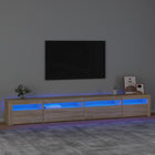 TV cabinet with LED lighting 270x35x40 cm Sonoma oak effect