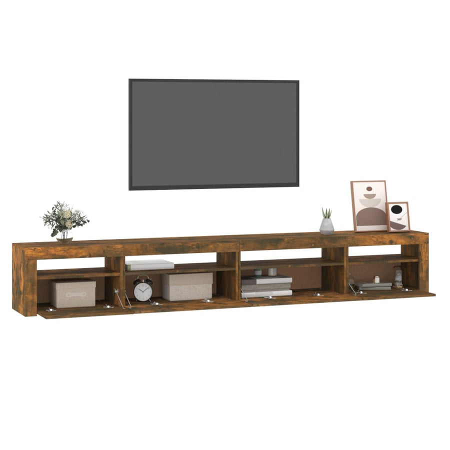 Tv-Meubel Met Led-Verlichting 270X35X40 Cm Gerookt Eikenkleurig 1 270 x 35 x 40 cm