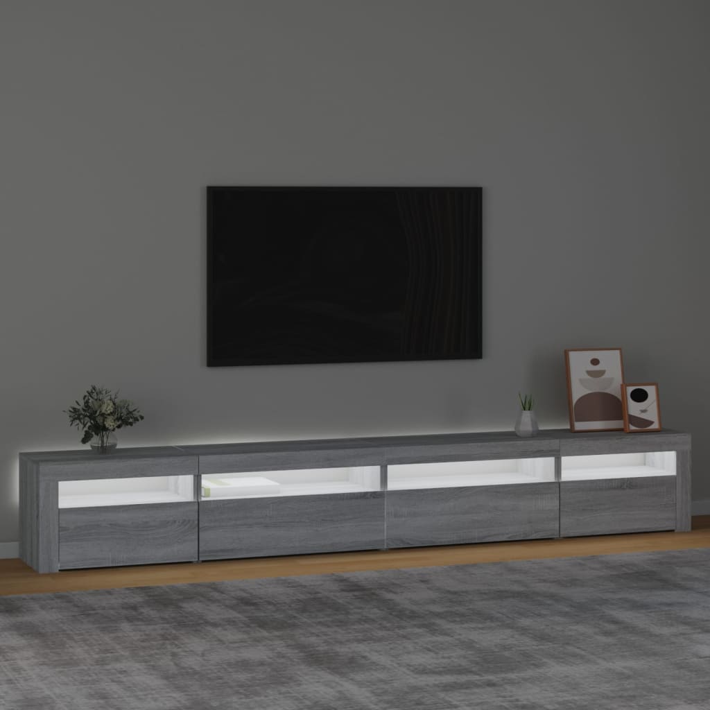 Tv-Meubel Met Led-Verlichting Eiken Grijs sonoma