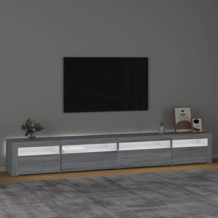 Tv-Meubel Met Led-Verlichting Eiken Grijs sonoma