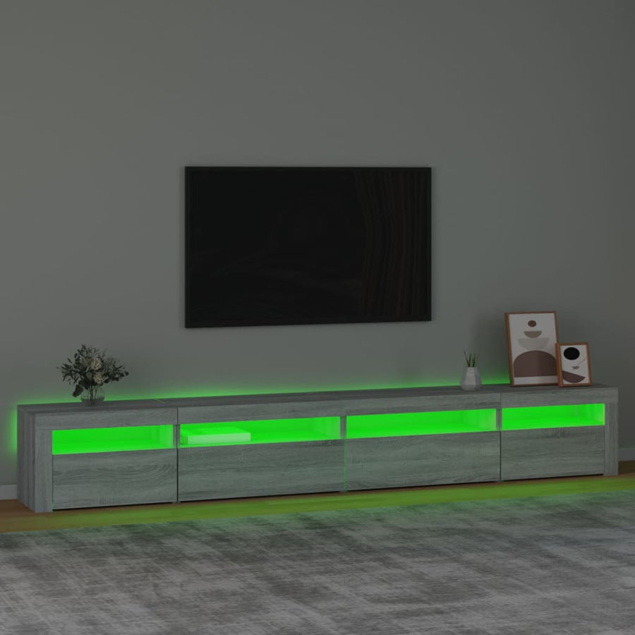 Tv-Meubel Met Led-Verlichting Eiken Grijs sonoma
