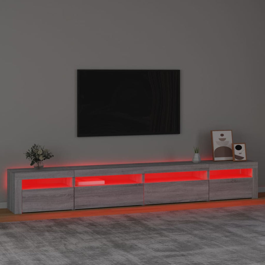 Tv-Meubel Met Led-Verlichting Eiken Grijs sonoma