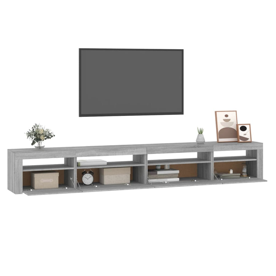 Tv-Meubel Met Led-Verlichting Eiken Grijs sonoma