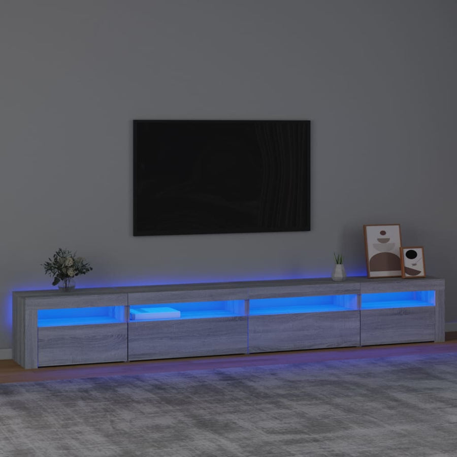 Tv-Meubel Met Led-Verlichting Eiken Grijs sonoma