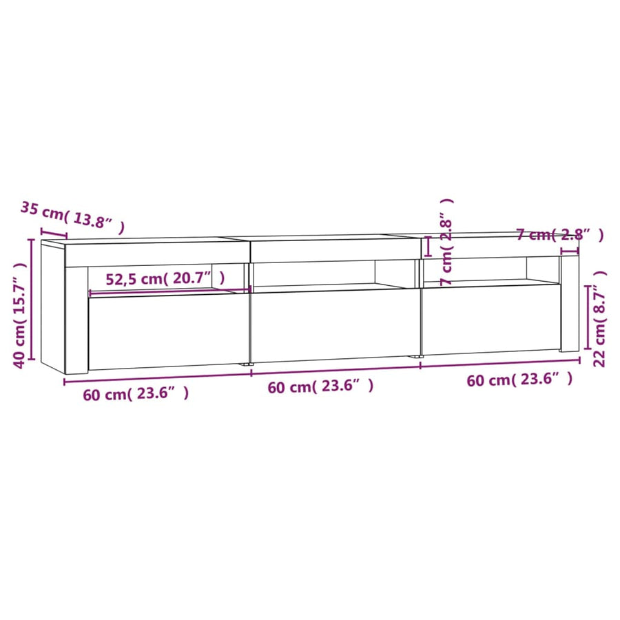 Tv-Meubel Met Led-Verlichting 180X35X40 Cm Wit 180 x 35 x 40 cm