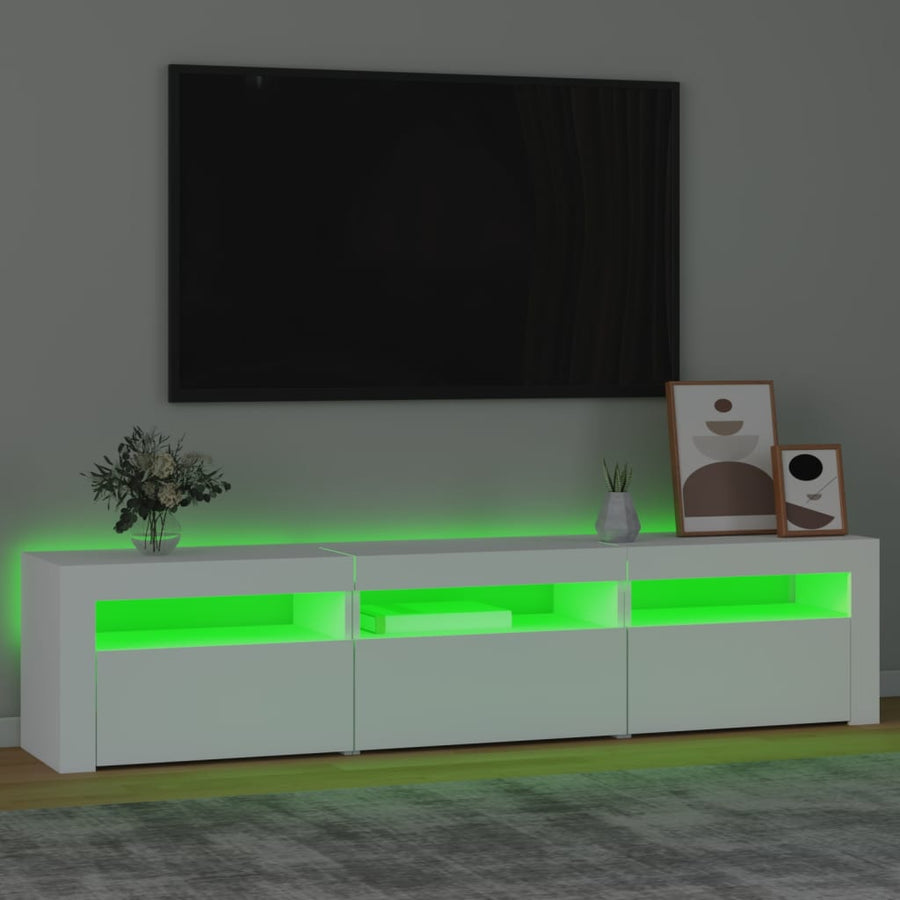 Tv-Meubel Met Led-Verlichting 180X35X40 Cm Wit 180 x 35 x 40 cm