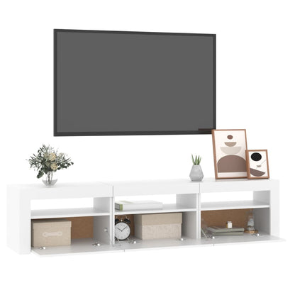 Tv-Meubel Met Led-Verlichting 180X35X40 Cm Wit 180 x 35 x 40 cm