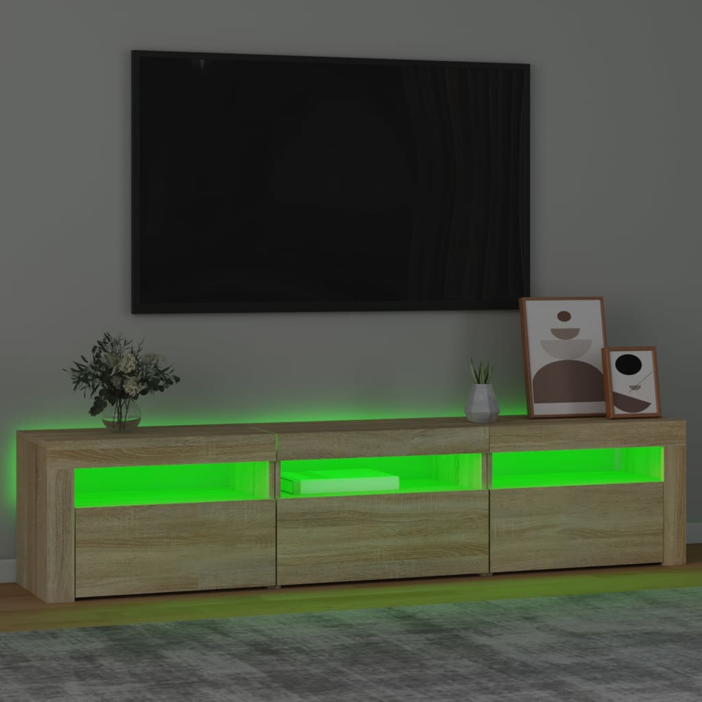 Tv-Meubel Met Led-Verlichting 180X35X40 Cm Sonoma Eikenkleurig 180 x 35 x 40 cm