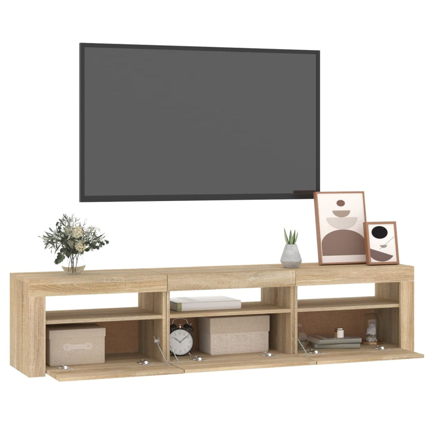 Tv-Meubel Met Led-Verlichting 180X35X40 Cm Sonoma Eikenkleurig 180 x 35 x 40 cm