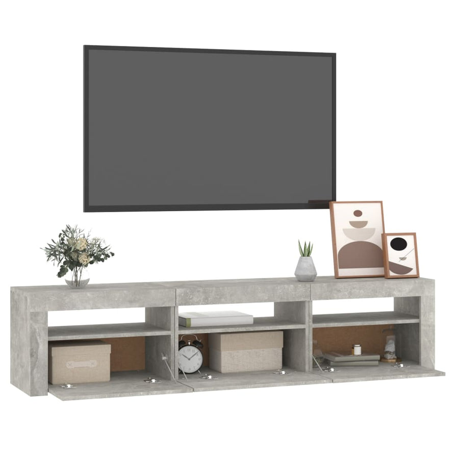 Tv-Meubel Met Led-Verlichting 180 x 35 x 40 cm Betongrijs
