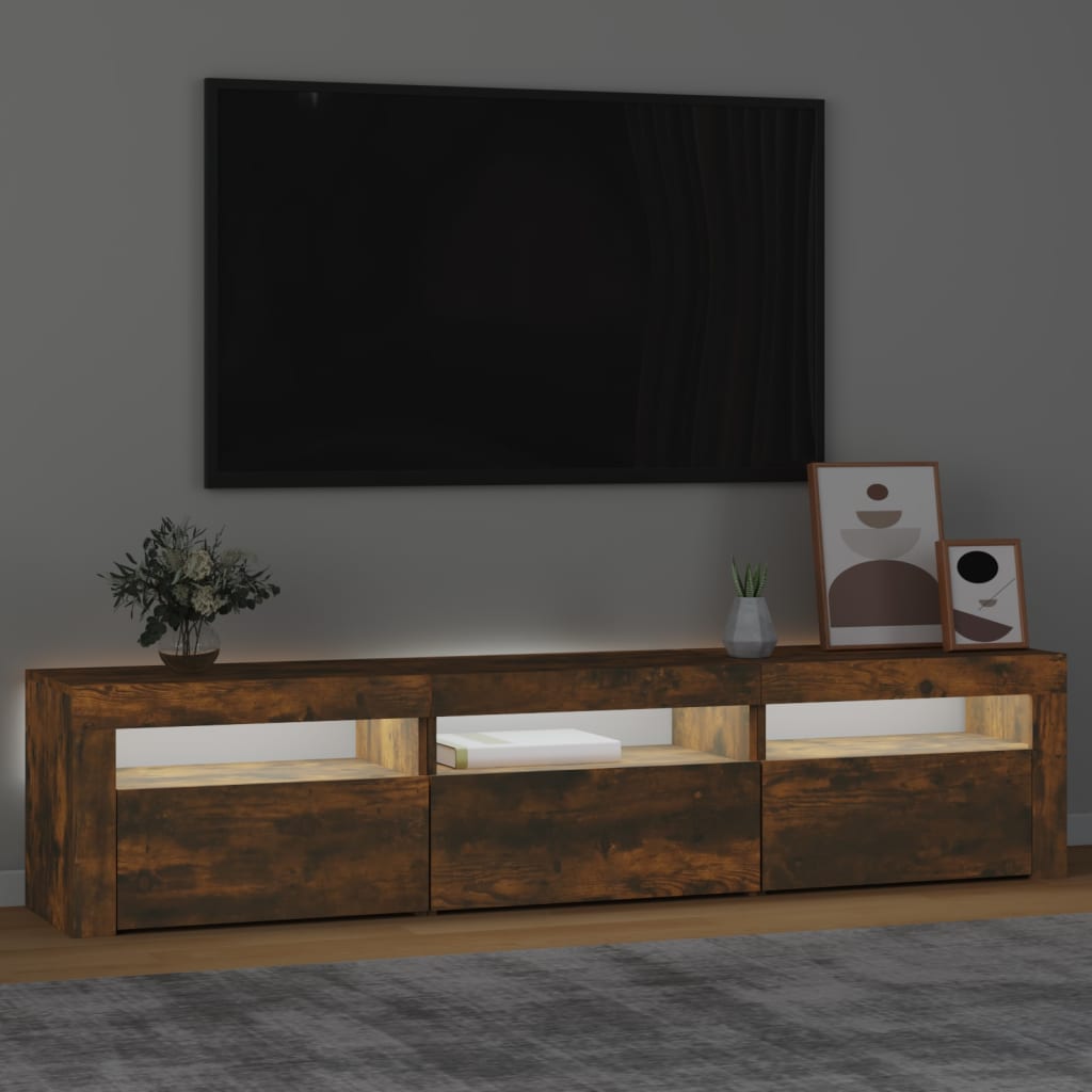 Tv-Meubel Met Led-Verlichting 180X35X40 Cm Gerookt Eikenkleurig 180 x 35 x 40 cm
