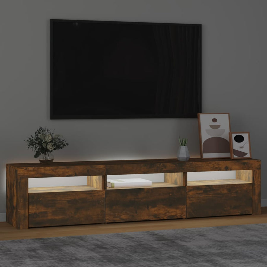 Tv-Meubel Met Led-Verlichting 180X35X40 Cm Gerookt Eikenkleurig 180 x 35 x 40 cm