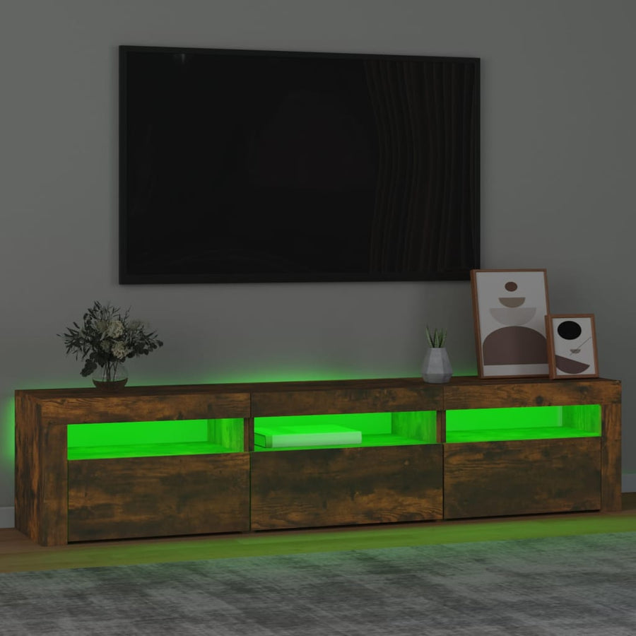 Tv-Meubel Met Led-Verlichting 180X35X40 Cm Gerookt Eikenkleurig 180 x 35 x 40 cm