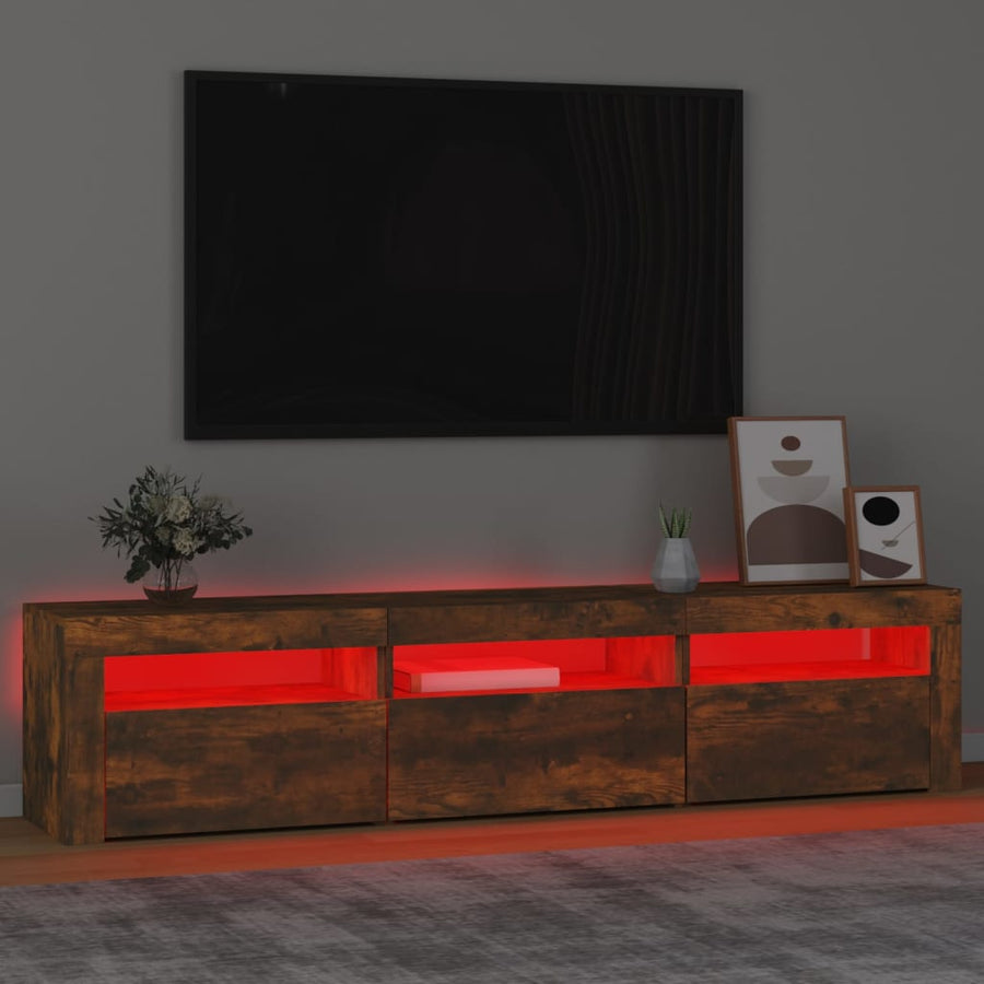 Tv-Meubel Met Led-Verlichting 180X35X40 Cm Gerookt Eikenkleurig 180 x 35 x 40 cm