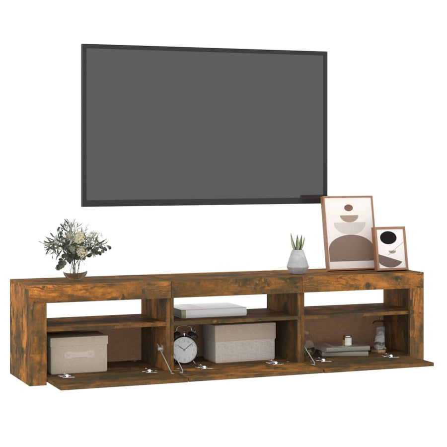 Tv-Meubel Met Led-Verlichting 180X35X40 Cm Gerookt Eikenkleurig 180 x 35 x 40 cm