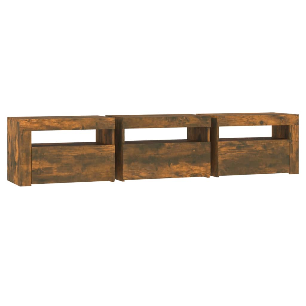 Tv-Meubel Met Led-Verlichting 180X35X40 Cm Gerookt Eikenkleurig 180 x 35 x 40 cm