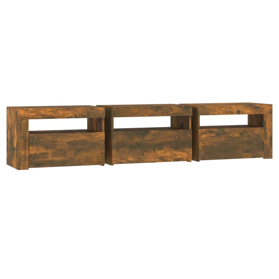 Tv-Meubel Met Led-Verlichting 180X35X40 Cm Gerookt Eikenkleurig 180 x 35 x 40 cm