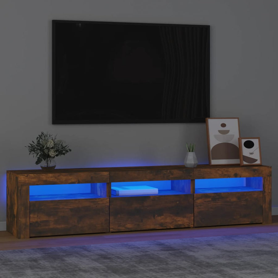 Tv-Meubel Met Led-Verlichting 180X35X40 Cm Gerookt Eikenkleurig 180 x 35 x 40 cm