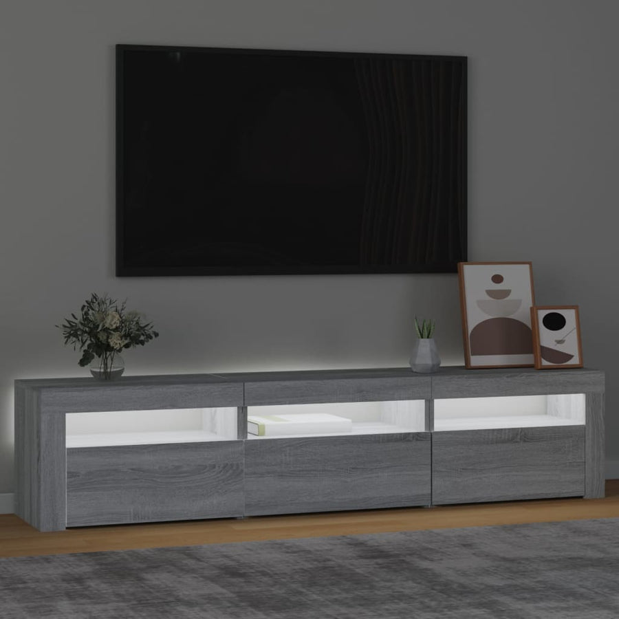 Tv-Meubel Met Led-Verlichting Eiken 180 x 35 x 40 cm Grijs sonoma