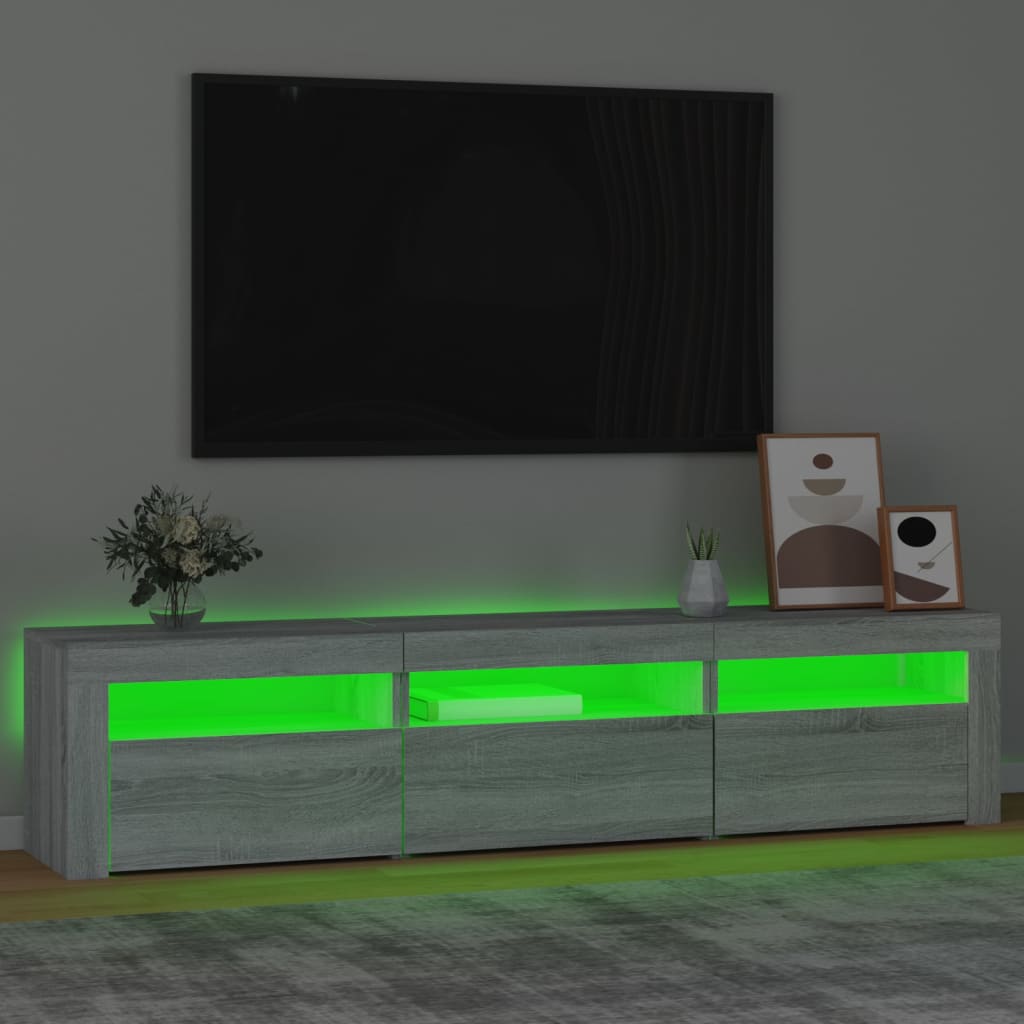 Tv-Meubel Met Led-Verlichting Eiken 180 x 35 x 40 cm Grijs sonoma