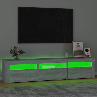 Tv-Meubel Met Led-Verlichting Eiken 180 x 35 x 40 cm Grijs sonoma