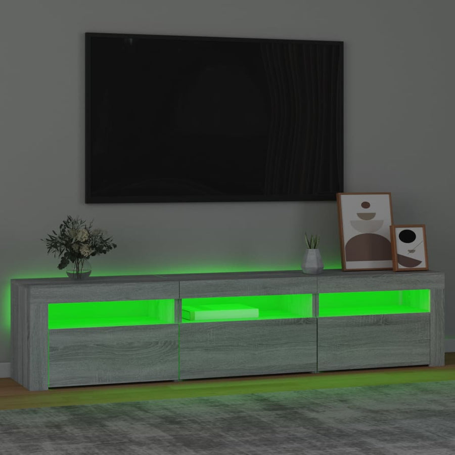 Tv-Meubel Met Led-Verlichting Eiken 180 x 35 x 40 cm Grijs sonoma